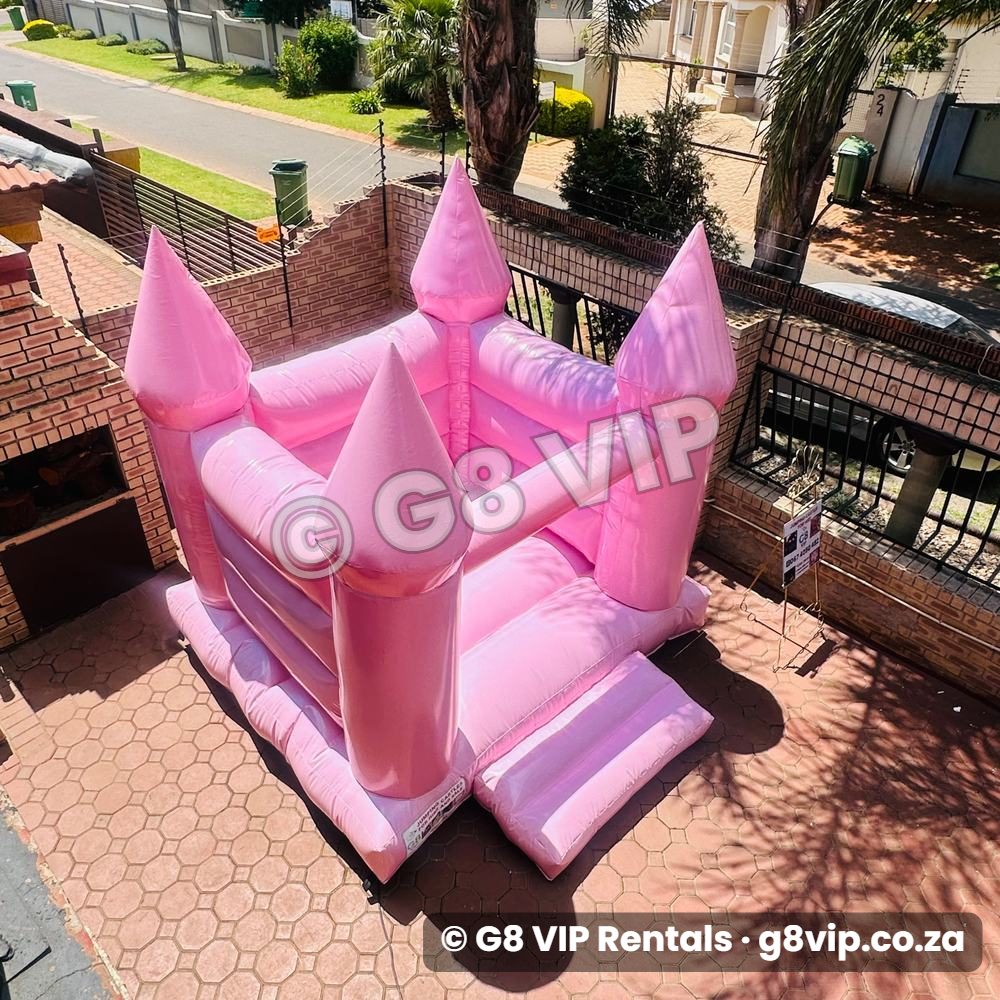 Pinky pink jumping castle - from above